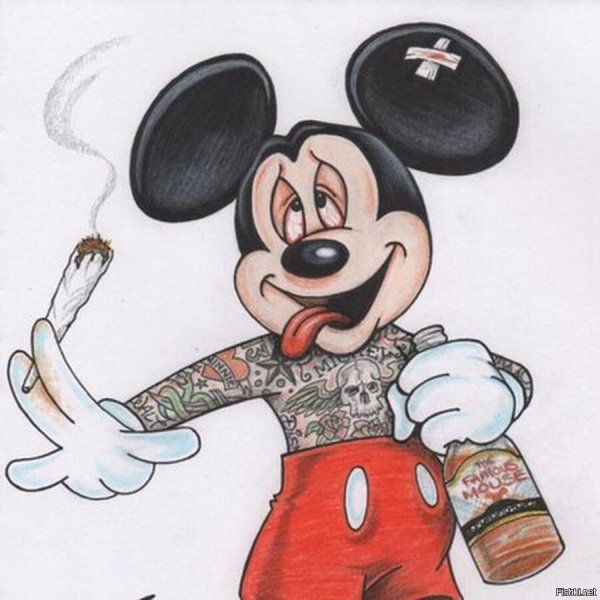 Микки Маус показывает факью