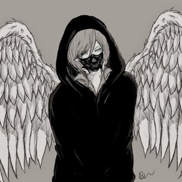 Ангел на черном фоне