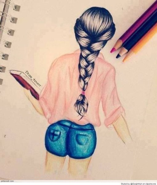 Рисунки для срисовки девушки со спины