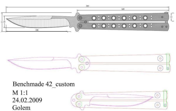 Нож балисонг чертеж