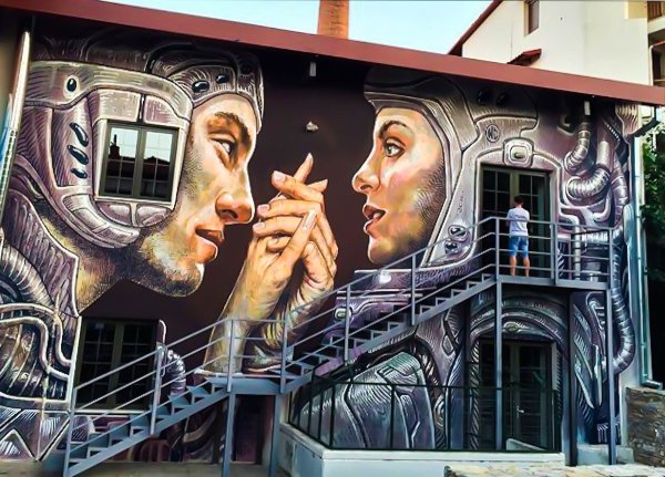 Уличное искусство рисования на стенах