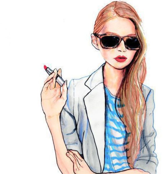 Девушка в очках карандашом