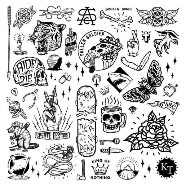 Тату эскизы много на одном листе