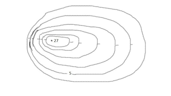 Изобразить горизонталями холм