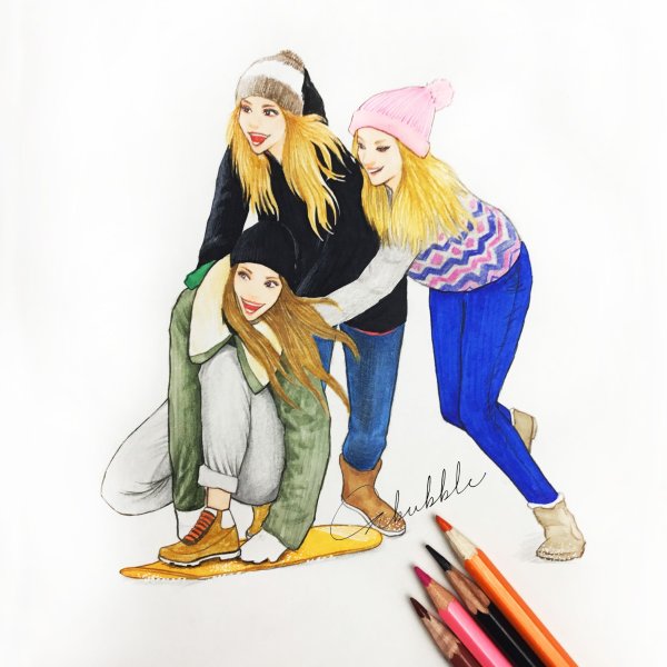 Подружки иллюстрация