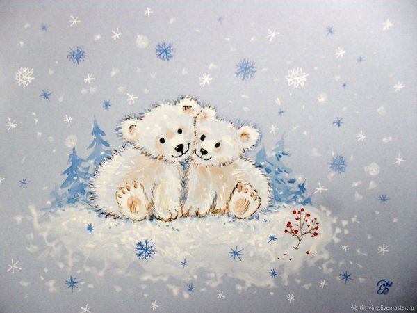 Открытка белый медведь