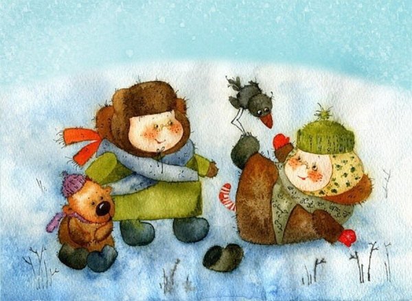 Зима пингвины