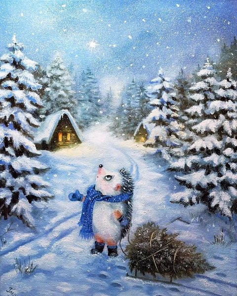 Акварельный Снеговик