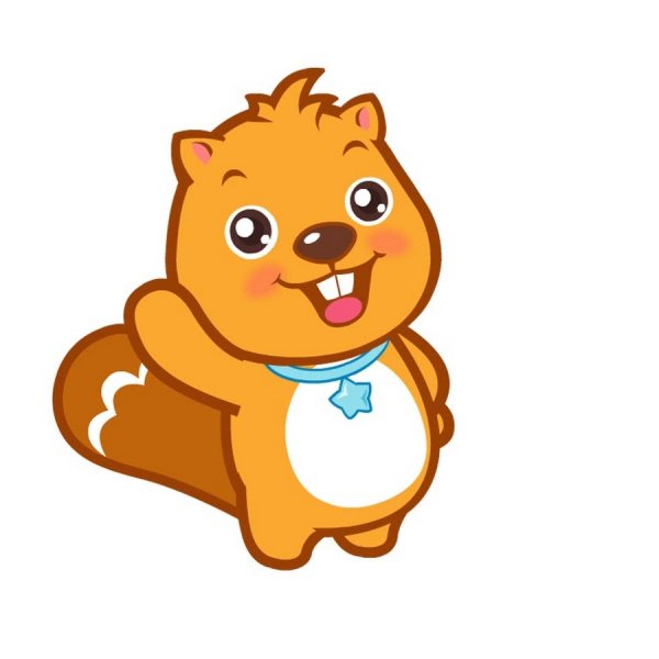 Бобрик на белом фоне