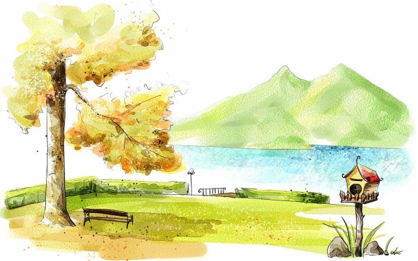 Пейзажи природы карандашом цветные