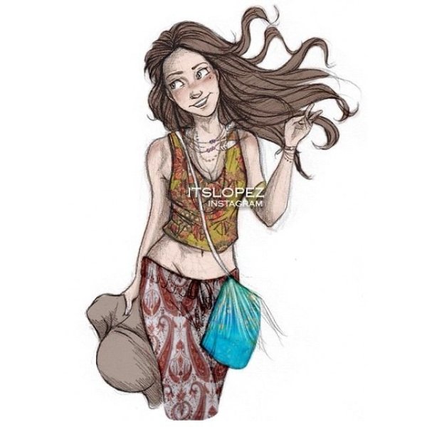 Девушка хиппи арт