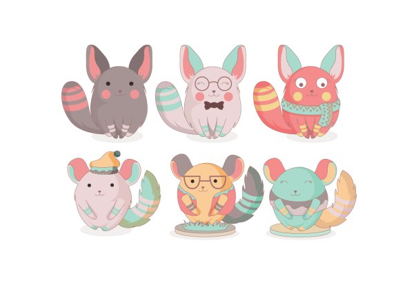 Наклейки милые шиншиллы