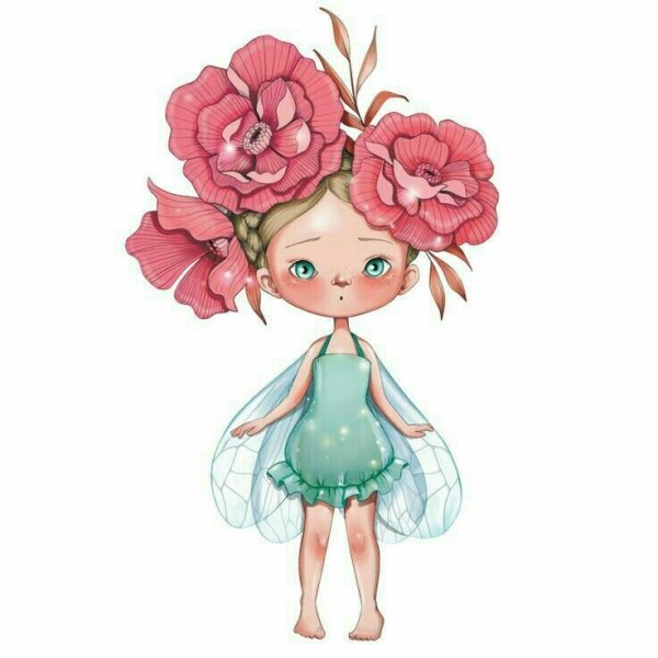 Стилизованные цветы на прозрачном фоне