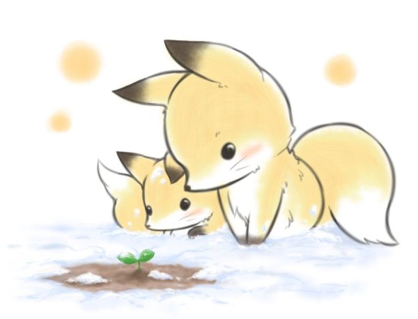 Лисёнок и зайчик лёгкий рисунок