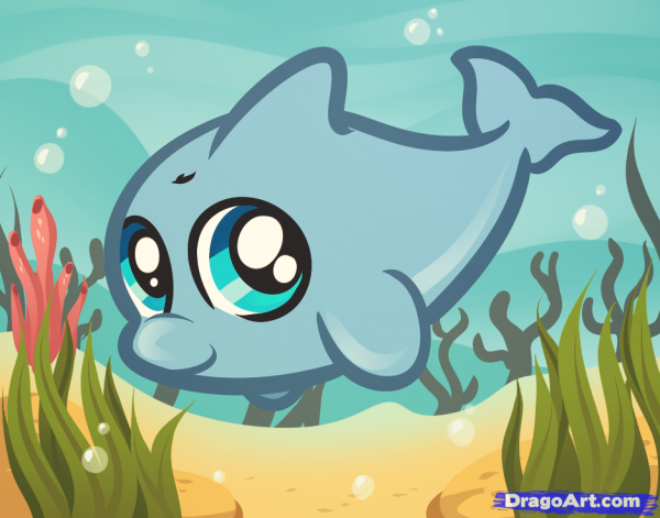 Милые мультяшные дельфинчики