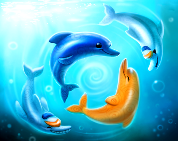 Милые дельфины рисунки