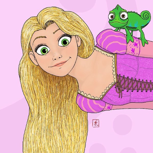 Рисунок Рапунцель в купальнике