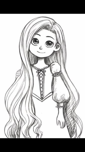 Рапунцель для срисовки