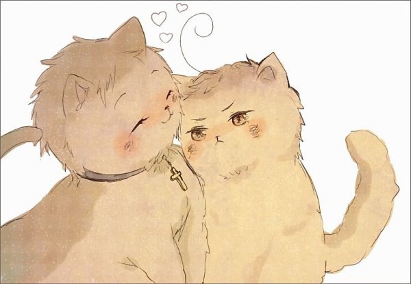 Котики обнимаются арт