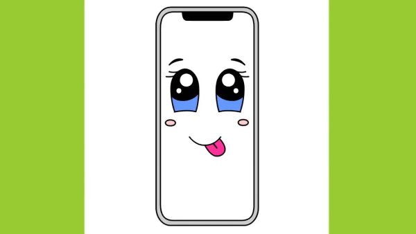 Рисуем смартфон с глазками детям