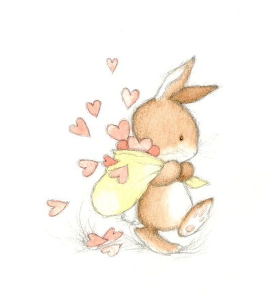 Зайчиха и Зайчонок акварель