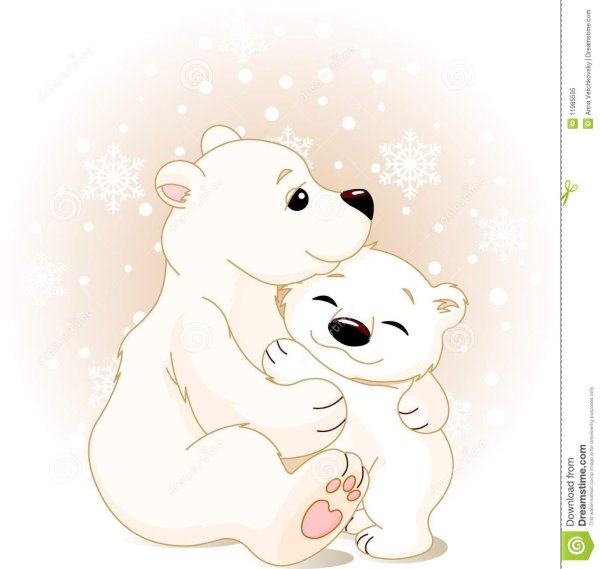 Медвежонок обнимает маму