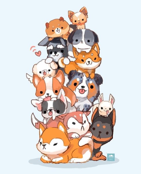 Щенки в мультяшном стиле