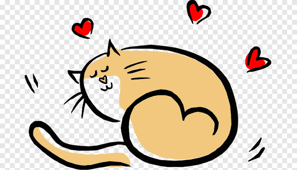 Котик с сердечком рисунок