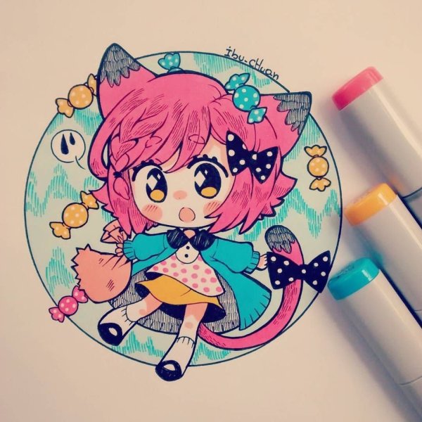 Рисунки для скетчбука в стиле кавай