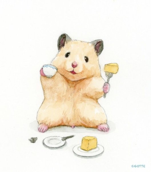 Хомяк акварелью