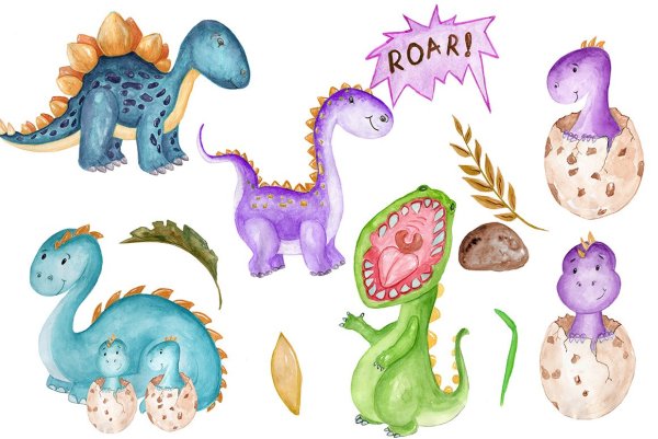 Динозавры акварель