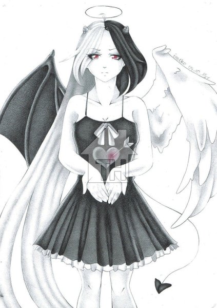 Девушка наполовину ангел наполовину демон