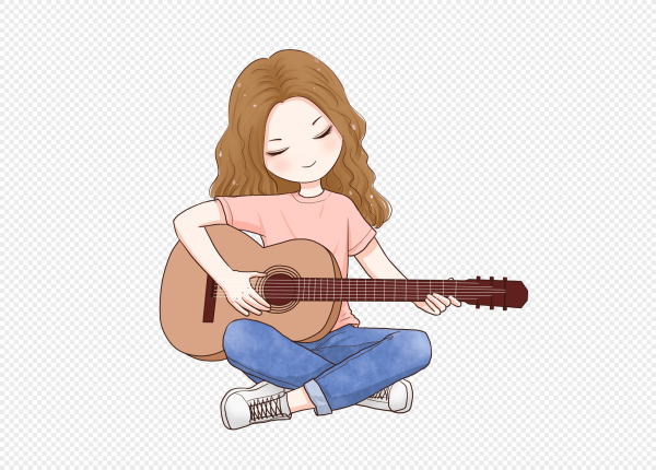 Девочка с гитарой мультяшная
