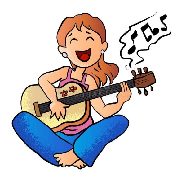 Мультяшный человек играет на гитаре