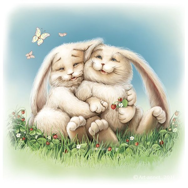 Зайчики обнимаются