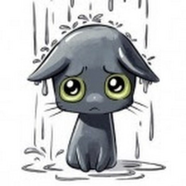 Грустные котики арты