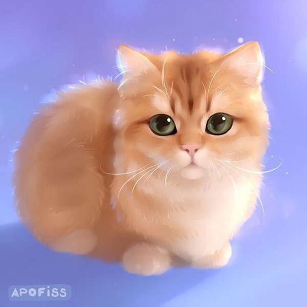 Милый рыжий котик арт