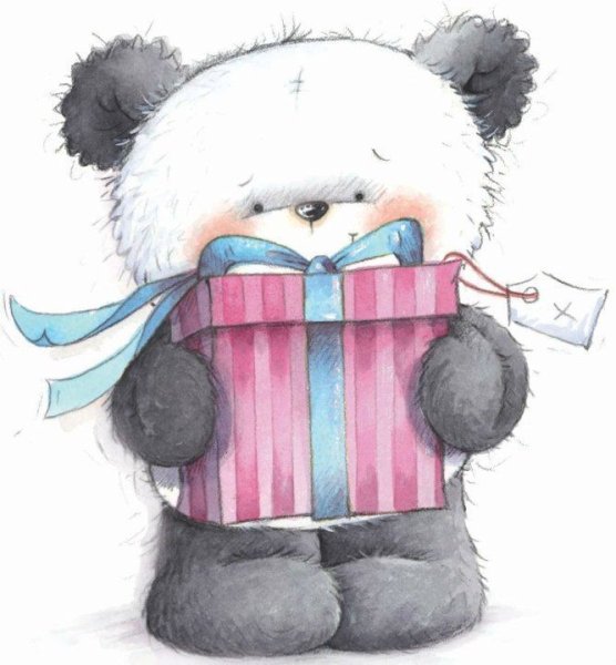 Мишка с подарком для срисовки