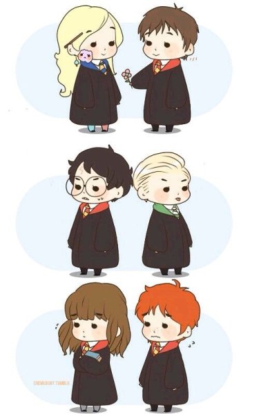 Гарри Рон и Гермиона Чиби