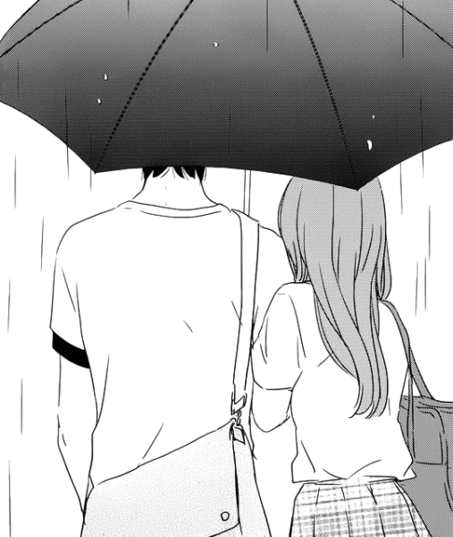 Аниме пары под дождем