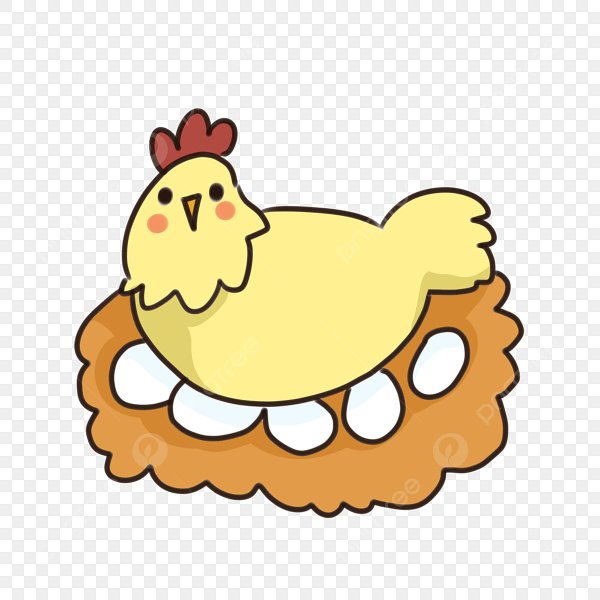 Нарисованная курица с яйцами