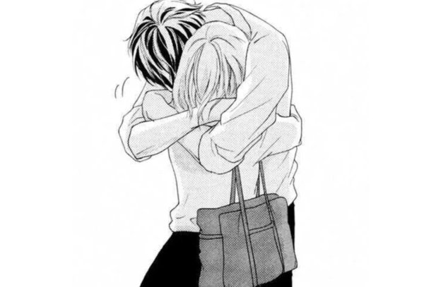 Аниме пара обнимается