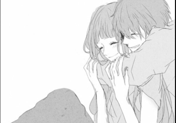 Аниме парочки обнимаются