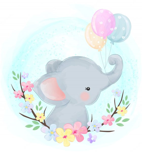 Слоник с воздушными шарами