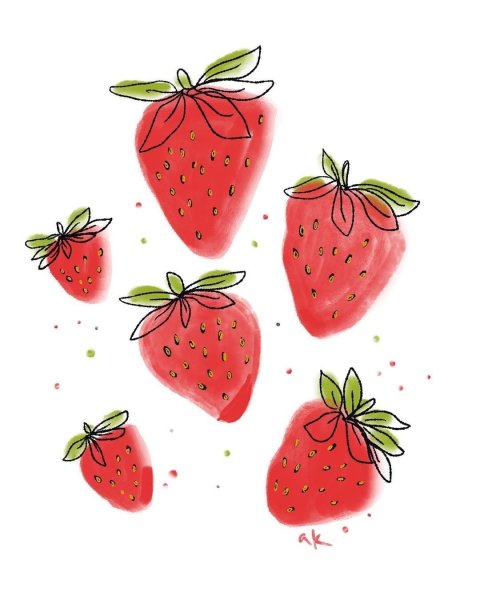 Милые лёгкие рисуночки клубника