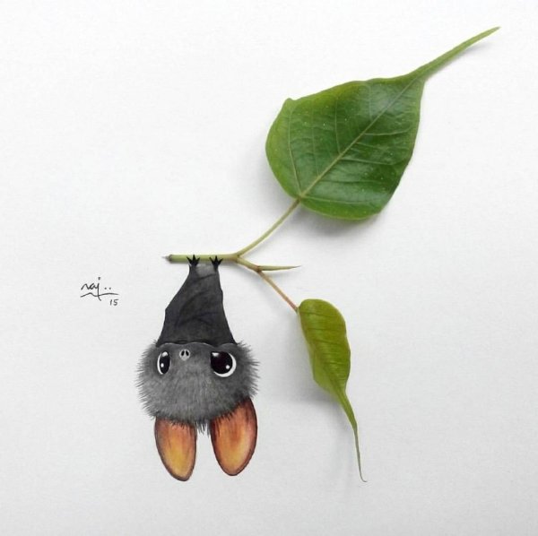 Милая летучая мышка арт