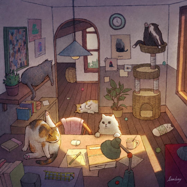Кошачий мир корейской художницы limduey