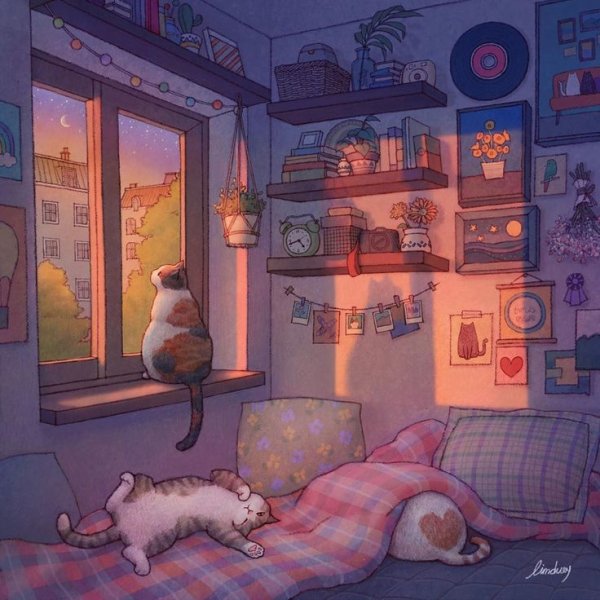 Уютные иллюстрации ночь