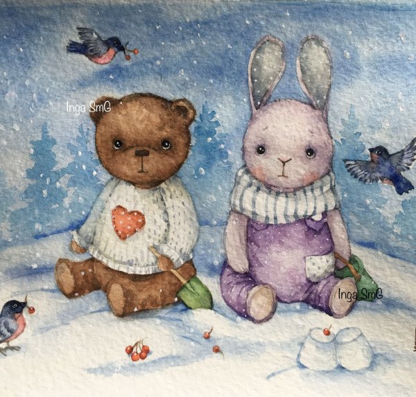 Детские игрушки акварель