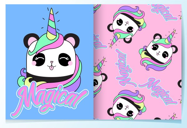 Панда Единорог рисунок